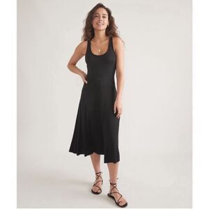Marine Layer Lexi Rib Fit & Flare Midi Tank Dress Black Stretch Size Medium